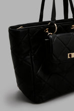Load image into Gallery viewer, Redtag-Black-Tote-With-Quilting-And-Small-Pouch-Colour:Black,-Filter:Women's-Accessories,-New-In,-New-In-Women-ACC,-Non-Sale,-W21B,-Women-Handbags-Women-