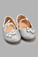 Load image into Gallery viewer, Redtag-Silver-Buttertfly-Trim-Ballerina-Ballerinas-Infant-Girls-1 to 3 Years