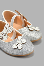Load image into Gallery viewer, Redtag-Silver-Buttertfly-Trim-Ballerina-Ballerinas-Infant-Girls-1 to 3 Years