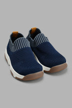 Load image into Gallery viewer, Redtag-Navy-Flyknit-Slip-On-Trainer-Slip-Ons-Infant-Boys-1 to 3 Years