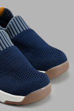 Load image into Gallery viewer, Redtag-Navy-Flyknit-Slip-On-Trainer-Slip-Ons-Infant-Boys-1 to 3 Years