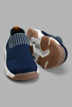 Load image into Gallery viewer, Redtag-Navy-Flyknit-Slip-On-Trainer-Slip-Ons-Infant-Boys-1 to 3 Years