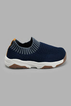 Load image into Gallery viewer, Redtag-Navy-Flyknit-Slip-On-Trainer-Slip-Ons-Infant-Boys-1 to 3 Years