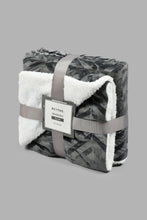 Load image into Gallery viewer, Redtag-Grey-Textured-Velvet-&-Sherpa-Reversible-Throw-Throws-Home-Bedroom-