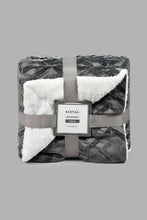 Load image into Gallery viewer, Redtag-Grey-Textured-Velvet-&-Sherpa-Reversible-Throw-Throws-Home-Bedroom-