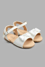 Load image into Gallery viewer, Redtag-White-Bow-Trim-Sandal-Sandals-Infant-Girls-1 to 3 Years