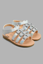 Load image into Gallery viewer, Redtag-Silver-T-Bar-Sandal-Sandals-Infant-Girls-1 to 3 Years