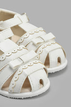 Load image into Gallery viewer, Redtag-White-Bow-Trim-Sandal-Sandals-Infant-Girls-1 to 3 Years