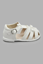 Load image into Gallery viewer, Redtag-White-Bow-Trim-Sandal-Sandals-Infant-Girls-1 to 3 Years