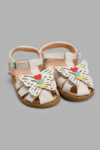 Load image into Gallery viewer, Redtag-Cream-Butterfly-Trim-Sandal-Sandals-Infant-Girls-1 to 3 Years