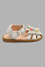 Load image into Gallery viewer, Redtag-Cream-Butterfly-Trim-Sandal-Sandals-Infant-Girls-1 to 3 Years