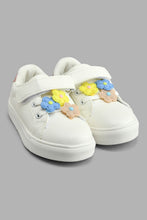Load image into Gallery viewer, Redtag-White-Floral-Trim-Sneaker-Colour:White,-Filter:Girls-Footwear-(1-to-3-Yrs),-ING-Casual-Shoes,-New-In,-New-In-ING-FOO,-Non-Sale,-S22A,-Section:Kidswear-Infant-Girls-1 to 3 Years