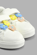 Load image into Gallery viewer, Redtag-White-Floral-Trim-Sneaker-Colour:White,-Filter:Girls-Footwear-(1-to-3-Yrs),-ING-Casual-Shoes,-New-In,-New-In-ING-FOO,-Non-Sale,-S22A,-Section:Kidswear-Infant-Girls-1 to 3 Years