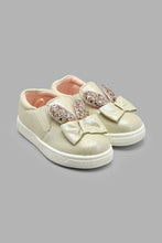 Load image into Gallery viewer, Redtag-Cream-Bunny-Trim-Plimsolls-Colour:Cream,-Filter:Girls-Footwear-(1-to-3-Yrs),-ING-Casual-Shoes,-New-In,-New-In-ING-FOO,-Non-Sale,-S22A,-Section:Kidswear-Infant-Girls-1 to 3 Years