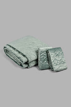 Load image into Gallery viewer, Redtag-Green-Velvet-3-Piece-Quilt-With-Geometric-Embroidery-(Double-Size)-Colour:Green,-Filter:Home-Bedroom,-HMW-BED-Quilts,-New-In,-New-In-HMW-BED,-Non-Sale,-S22A,-Section:Homewares-Home-Bedroom-