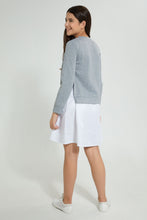 تنزيل الصورة على معرض الصور، Redtag-Mid-Grey-Melange-Scuba-Dress-W/-Mock-Shirt-Dresses-Senior-Girls-9 to 14 Years