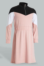 Load image into Gallery viewer, Redtag-Pink/Black/White-Ponte-Colorblocking-Dress-Dresses-Senior-Girls-9 to 14 Years
