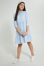 تنزيل الصورة على معرض الصور، Redtag-Lt-Blue-Ditsy-Print-Shirt-Dress-Dresses-Senior-Girls-9 to 14 Years