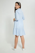 تنزيل الصورة على معرض الصور، Redtag-Lt-Blue-Ditsy-Print-Shirt-Dress-Dresses-Senior-Girls-9 to 14 Years