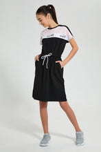 تنزيل الصورة على معرض الصور، Redtag-Black/White/Pink-Sporty-Colorblocking-Knitted-Dress-Dresses-Senior-Girls-9 to 14 Years