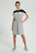 تنزيل الصورة على معرض الصور، Redtag-Grey/White/Black-Sporty-Colorblocking-Knitted-Dress-Dresses-Senior-Girls-9 to 14 Years