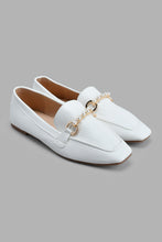 Load image into Gallery viewer, Redtag-White-Loafer-With-Pearl-Trim-Loafers-Women's-