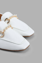 Load image into Gallery viewer, Redtag-White-Loafer-With-Pearl-Trim-Loafers-Women's-