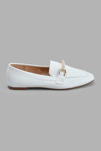 Load image into Gallery viewer, Redtag-White-Loafer-With-Pearl-Trim-Loafers-Women's-