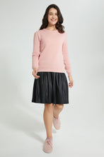 Load image into Gallery viewer, Redtag-Black-Pu-Pleated-Skirt-Skirts-Senior-Girls-9 to 14 Years