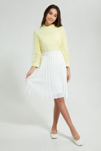تنزيل الصورة على معرض الصور، Redtag-Yellow-Highneck-Mesh-Sleeve-Top-Blouses-Senior-Girls-9 to 14 Years