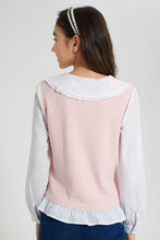 تنزيل الصورة على معرض الصور، Redtag-Pink-Tweed-Peter-Pan-Collar-Mock-Shirt-Blouses-Senior-Girls-9 to 14 Years