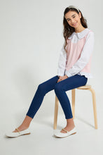 تنزيل الصورة على معرض الصور، Redtag-Pink-Tweed-Peter-Pan-Collar-Mock-Shirt-Blouses-Senior-Girls-9 to 14 Years