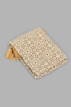 Load image into Gallery viewer, Redtag-Natural/Beige-Geometric-Print-Throw-With-Fringes-Throws-Home-Bedroom-