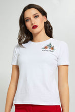 تنزيل الصورة على معرض الصور، Redtag-White-T-Shirt-With-Embroidery-Embellished-Women's-