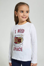 تنزيل الصورة على معرض الصور، Redtag-White-Sequined-Helmet-T-Shirt-Long-Sleeves-Girls-2 to 8 Years