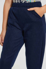 Load image into Gallery viewer, Redtag-Navy-Geometric-Jacquard-Track-Joggers-Girls-2 to 8 Years