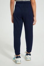 Load image into Gallery viewer, Redtag-Navy-Geometric-Jacquard-Track-Joggers-Girls-2 to 8 Years