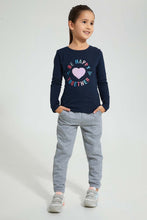 Load image into Gallery viewer, Redtag-Grey-Geometric-Jacquard-Track-Joggers-Girls-2 to 8 Years