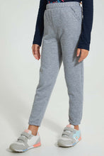Load image into Gallery viewer, Redtag-Grey-Geometric-Jacquard-Track-Joggers-Girls-2 to 8 Years