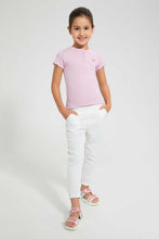 Load image into Gallery viewer, Redtag-Cream-Geometric-Jacquard-Track-Joggers-Girls-2 to 8 Years