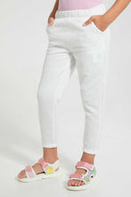 Load image into Gallery viewer, Redtag-Cream-Geometric-Jacquard-Track-Joggers-Girls-2 to 8 Years