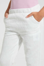 Load image into Gallery viewer, Redtag-Cream-Geometric-Jacquard-Track-Joggers-Girls-2 to 8 Years