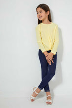 Load image into Gallery viewer, Redtag-Yellow-Drop-Needle-Tie-Knit-Tee-Plain-Girls-2 to 8 Years