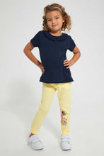 تنزيل الصورة على معرض الصور، Redtag-Navy-Embroidered-Collar-Tee-Plain-Girls-2 to 8 Years