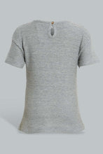 تنزيل الصورة على معرض الصور، Redtag-Grey-Drop-Needle-Chest-Frill-T-Shirt-Plain-Girls-2 to 8 Years