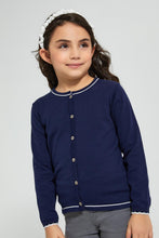 تنزيل الصورة على معرض الصور، Redtag-Navy-Cardigan-With-White-Outline-Cardigans-Girls-2 to 8 Years