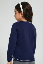 تنزيل الصورة على معرض الصور، Redtag-Navy-Cardigan-With-White-Outline-Cardigans-Girls-2 to 8 Years