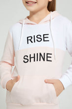 تنزيل الصورة على معرض الصور، Redtag-Pink-Color-Block--Embroidered-Hooded-Sweatshirt-Sweatshirts-Girls-2 to 8 Years