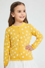 تنزيل الصورة على معرض الصور، Redtag-Mustard-Floral-Print-Cardigan-Cardigans-Girls-2 to 8 Years