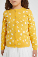 تنزيل الصورة على معرض الصور، Redtag-Mustard-Floral-Print-Cardigan-Cardigans-Girls-2 to 8 Years
